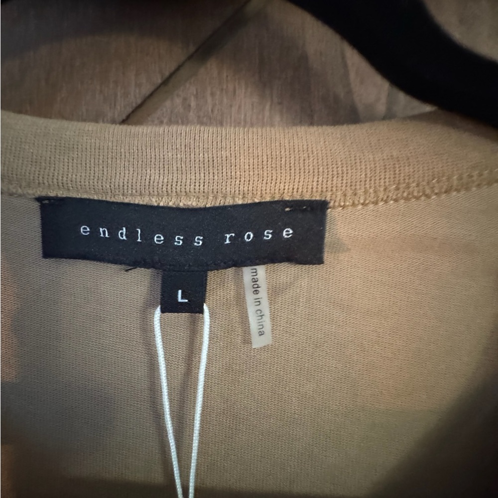 🆕 Endless Rose Tan Sleeveless Top with Shoulder Pads - Large - Picture 5 of 5